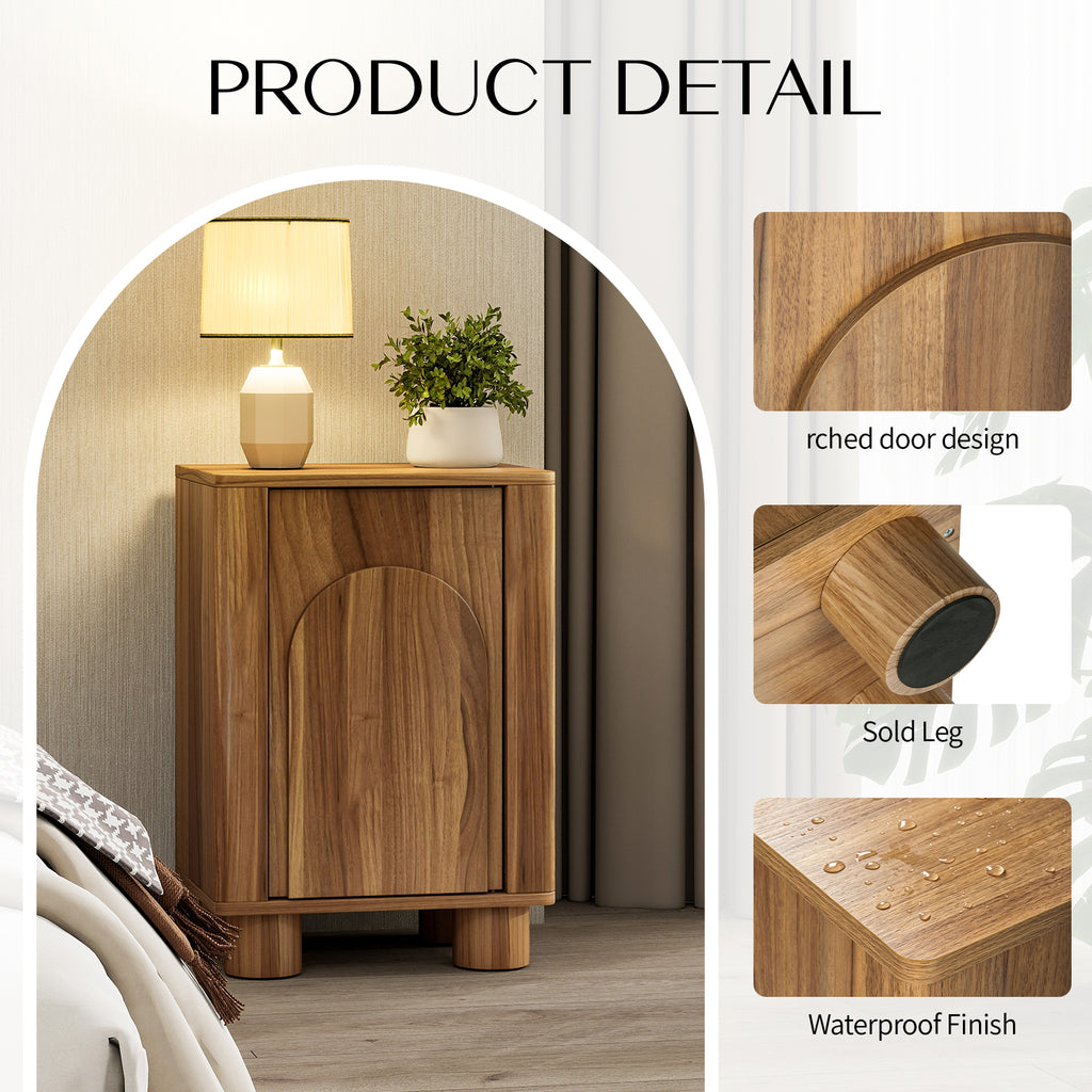 Enyopro Vintage Nightstand, Wood Side Cabinet, Magnetic Buffer Door, Pine Legs, Compact End Table for Bedroom Living Room, Mid‑Century Bohemian Home