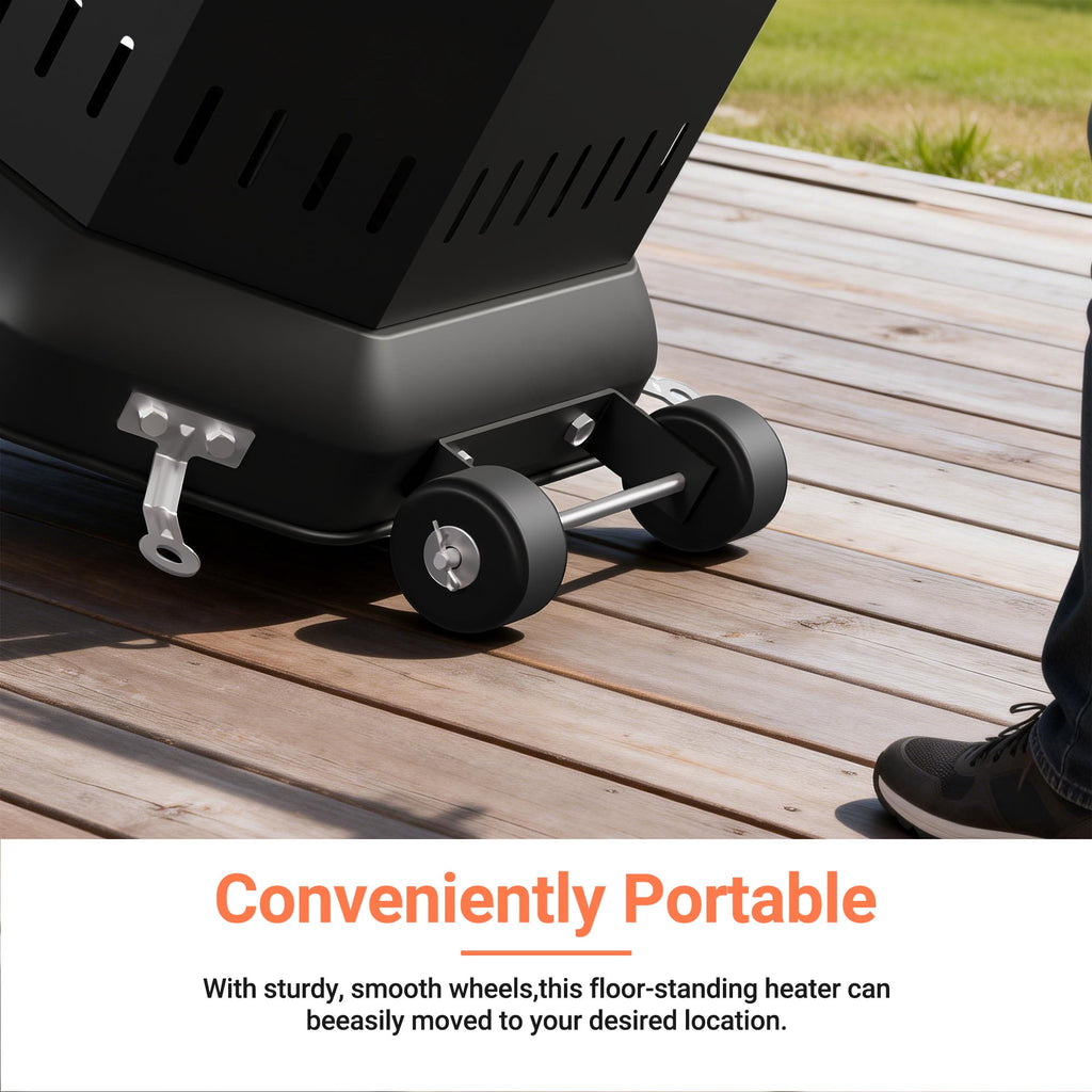 SESSLIFE 50000BTU Heavy Duty Heater with Wheels & Adjustable Thermostat, Propane Patio Heater with Automatic Shutdown Protection, Black