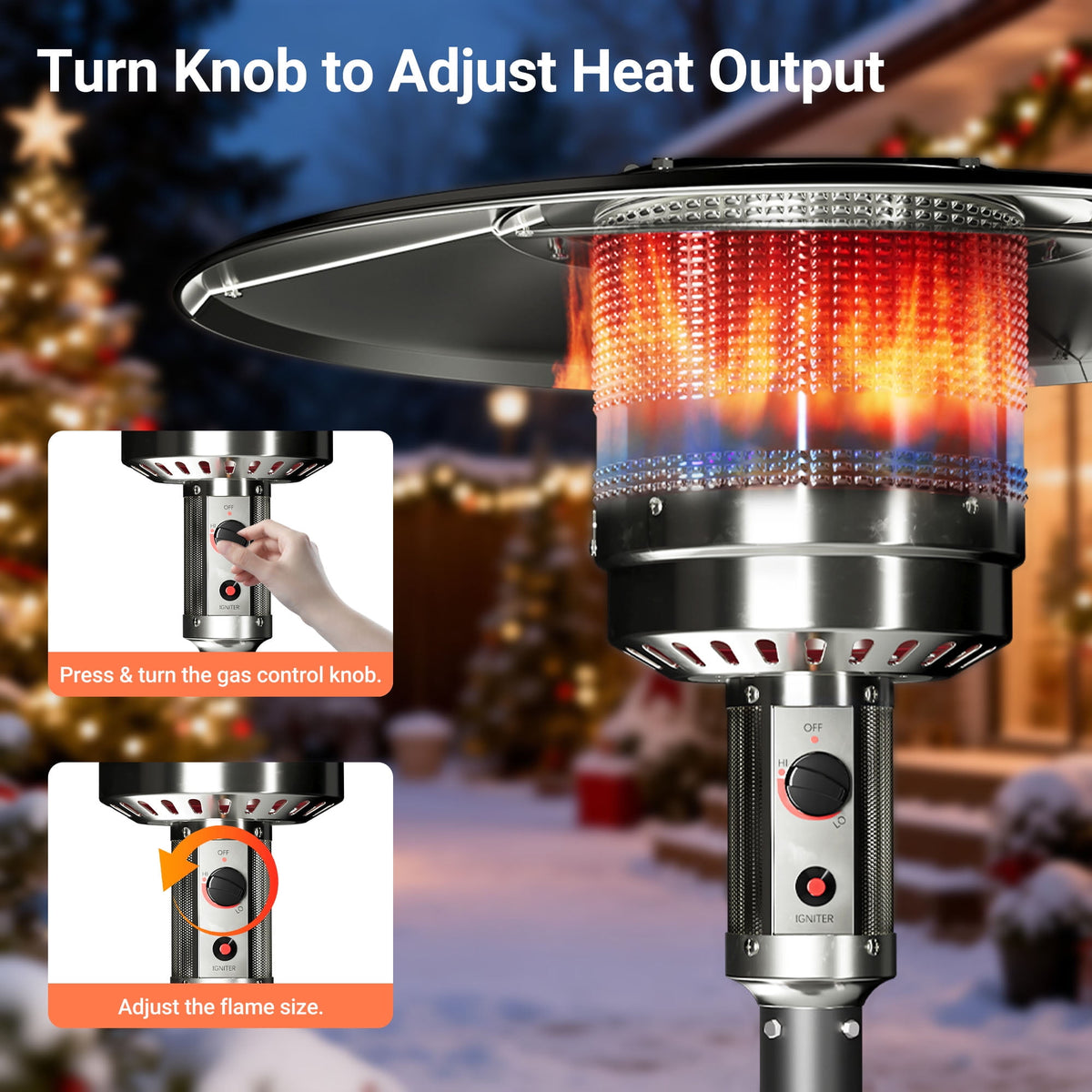 SESSLIFE 50000BTU Heavy Duty Heater with Wheels & Adjustable Thermostat, Propane Patio Heater with Automatic Shutdown Protection, Black