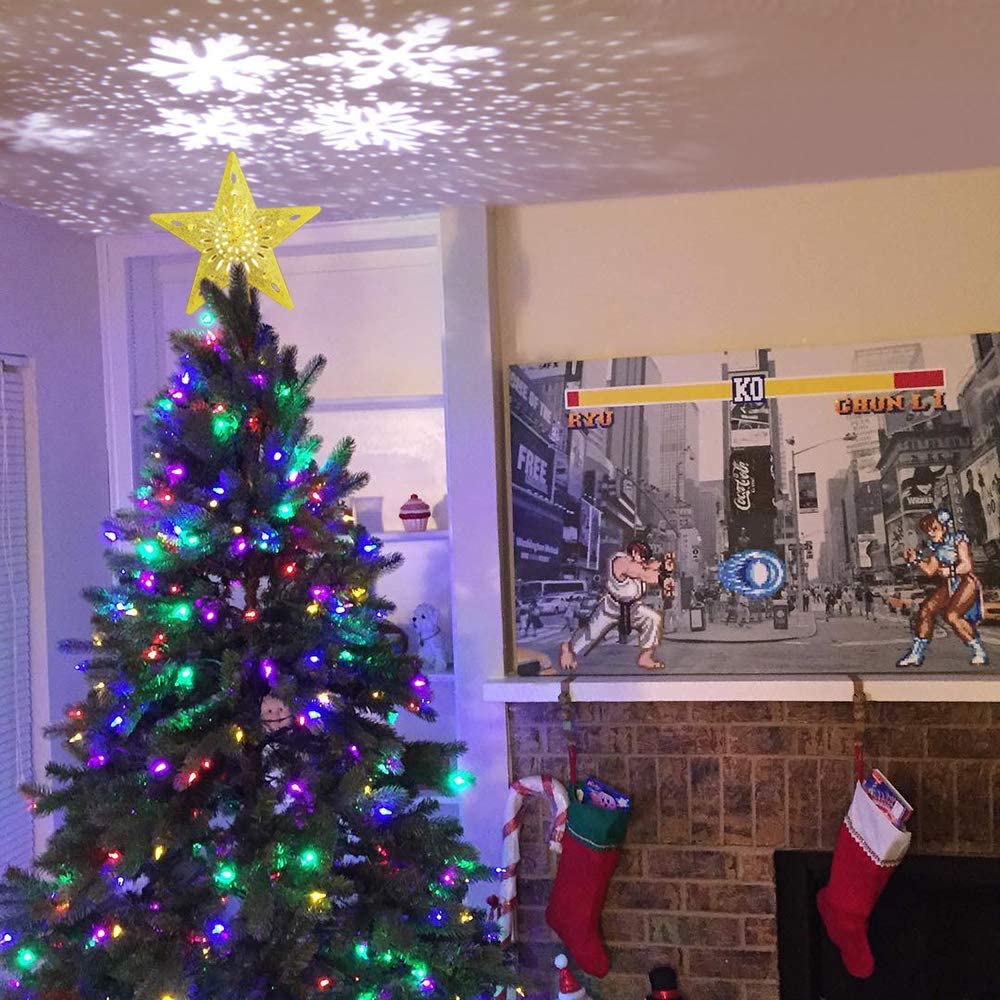 Christmas Star Decorate LED Snowflake Pentagram Projection Light
