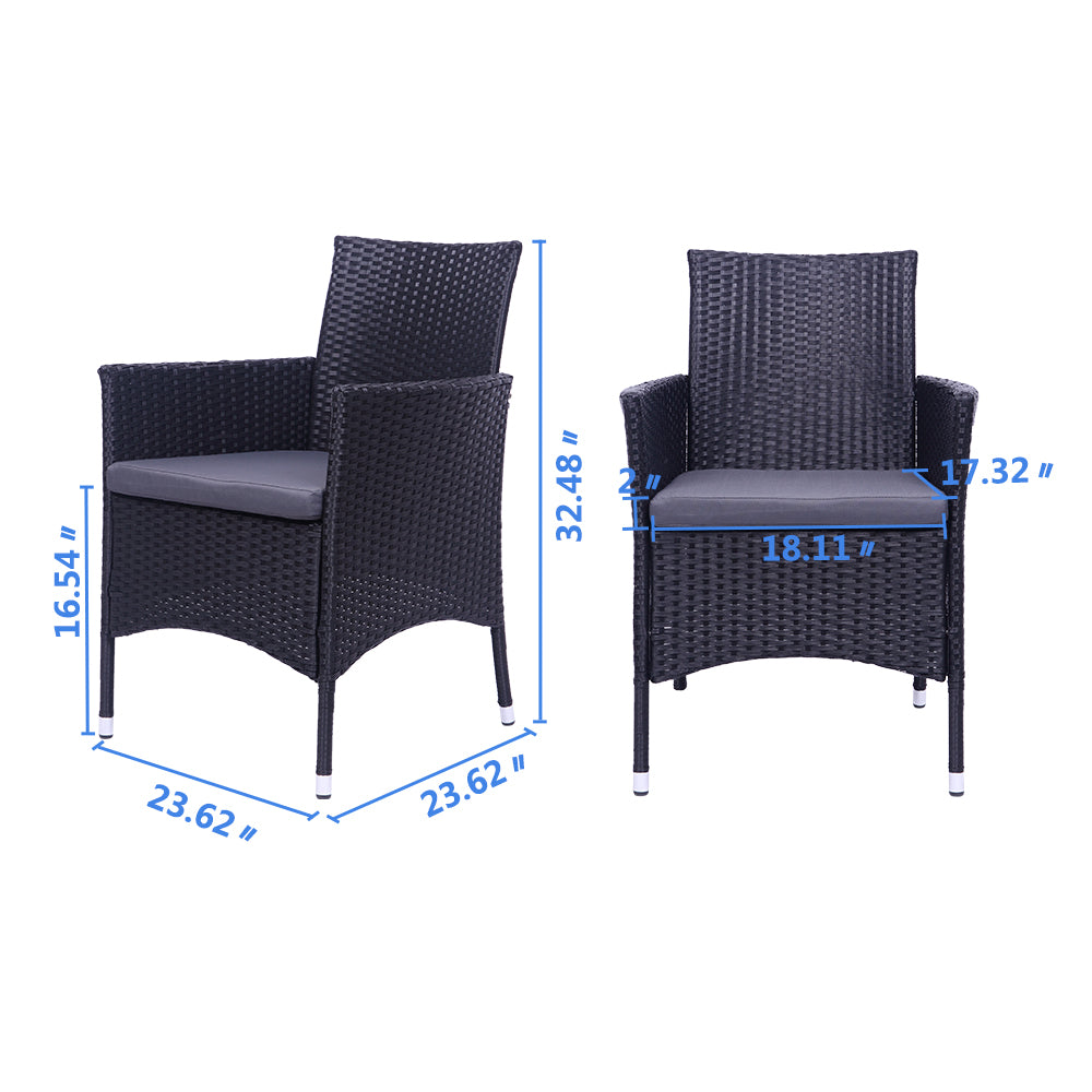 Patio Chairs Set of 2, All Weather Wicker Patio Furniture Set, Bistro Chairs Conversation Set, Front Porch Furniture Outdoor Chairs Set for Backyard Deck Poolside Garden