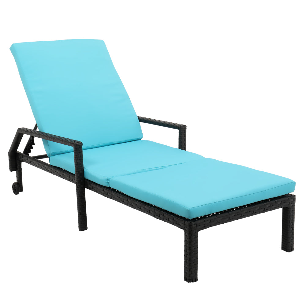 Chaise Lounge Chair, Outdoor Rattan Lounge Chair, Elegant Chaise Lounge, Patio Reclining Chairs Furniture for Poolside, Deck, Backyard