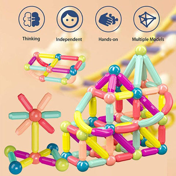 KIDS MAGNETIC BALLS & RODS EDUCATIONAL MAGNET BUILDING BLOCKS
