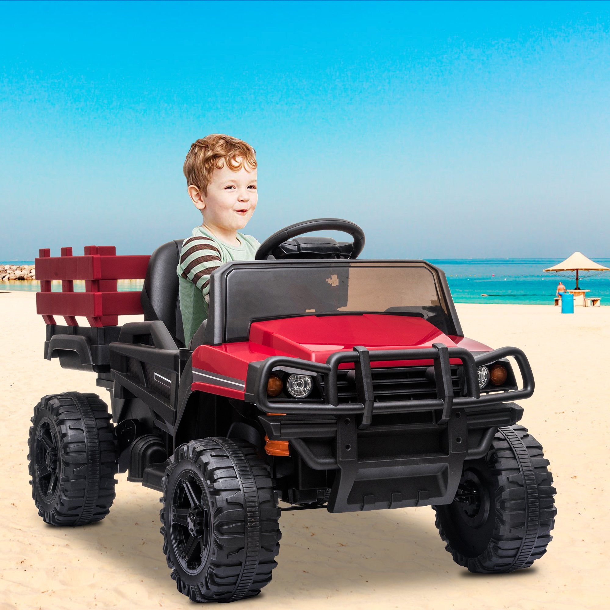 Enyopro™ 12v Kids Ride On Red Truck Kids Cars