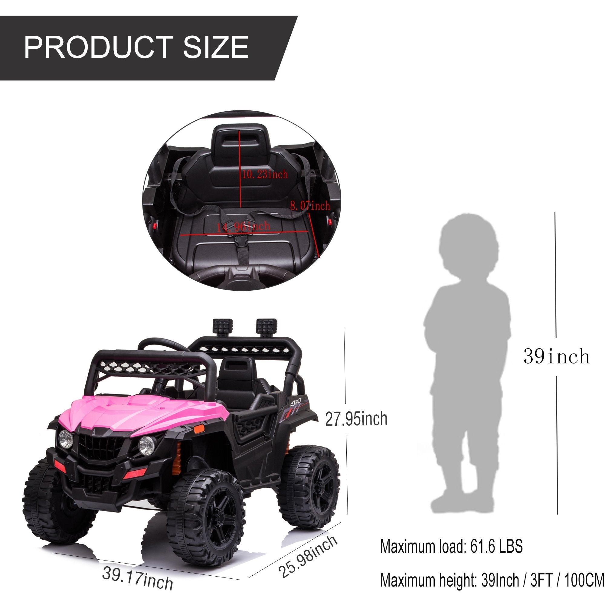Enyopro™ Black Off-road Utv Truck Ride On Car Kids Cars