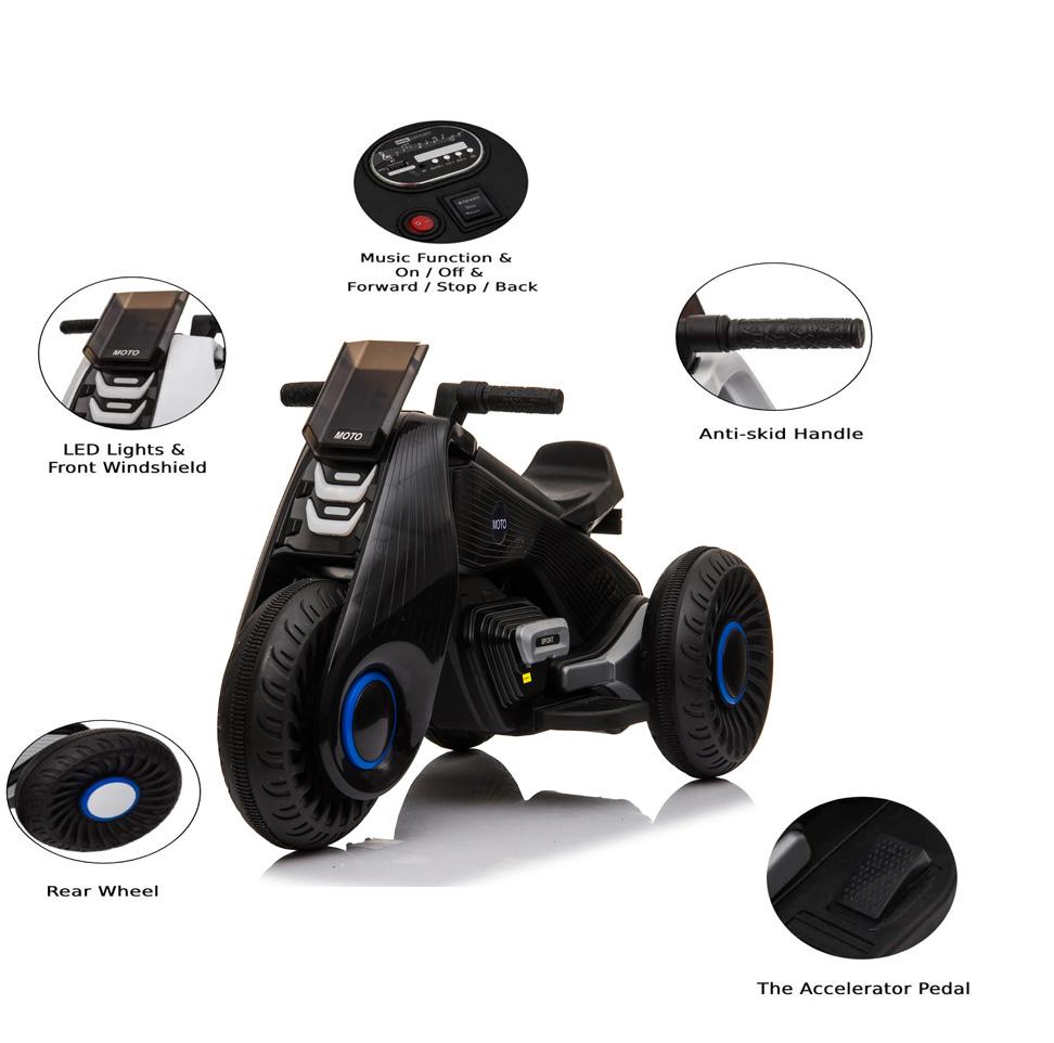 Enyopro™ Black 6V/4.5Ah Power Dirt Bike for Boys and Girls, 3-7 Years Old