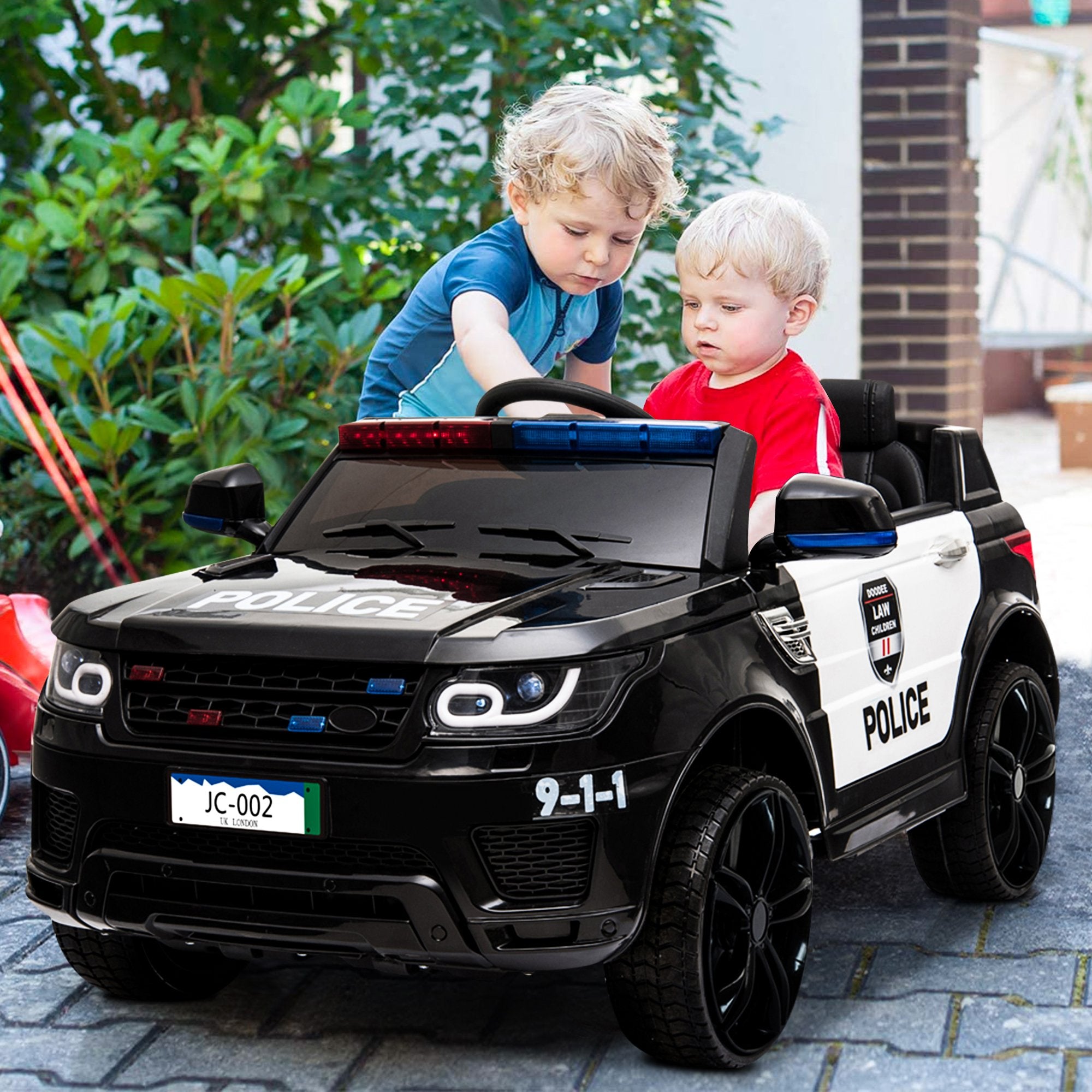 Enyopro™ Kids Police Ride On Car, 12V SUV Battery Operated Electric Cars w/ Parent Remote Control, Spring Suspension, S1755