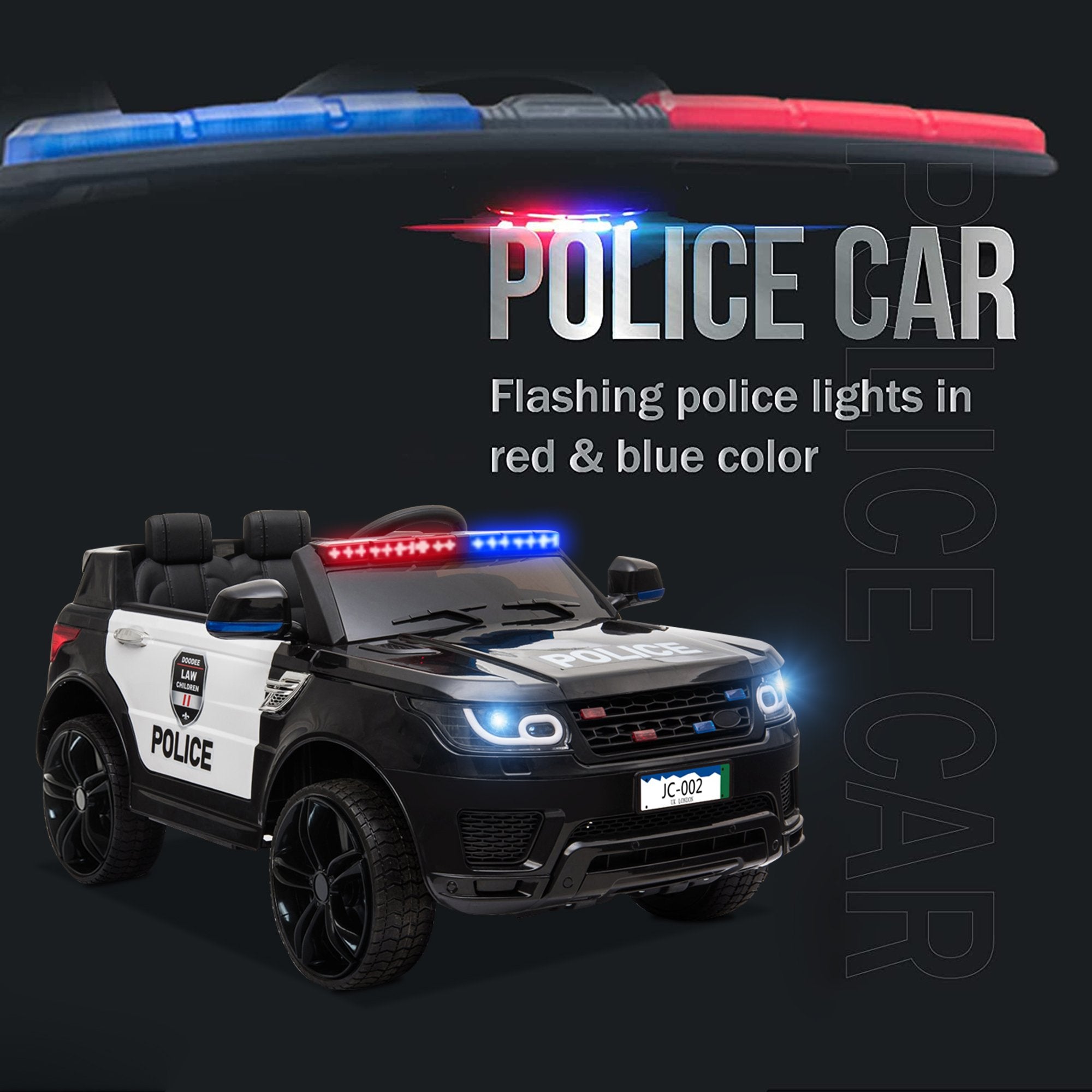 Enyopro™ Kids Police Ride On Car, 12V SUV Battery Operated Electric Cars w/ Parent Remote Control, Spring Suspension, S1755