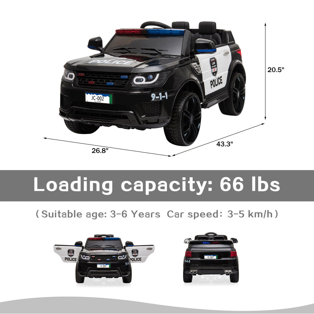 Enyopro™ Kids Police Ride On Car, 12V SUV Battery Operated Electric Cars w/ Parent Remote Control, Spring Suspension, S1755