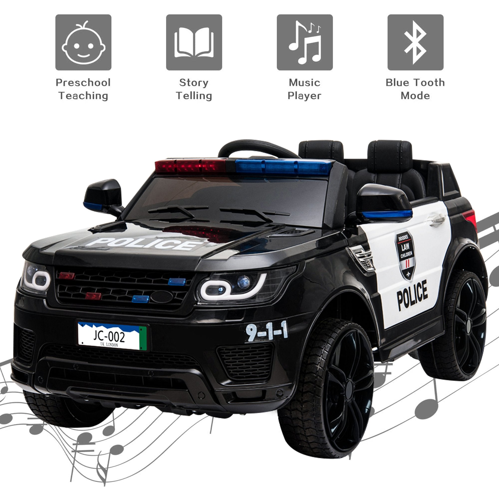 Enyopro™ Kids Police Ride On Car, 12V SUV Battery Operated Electric Cars w/ Parent Remote Control, Spring Suspension, S1755