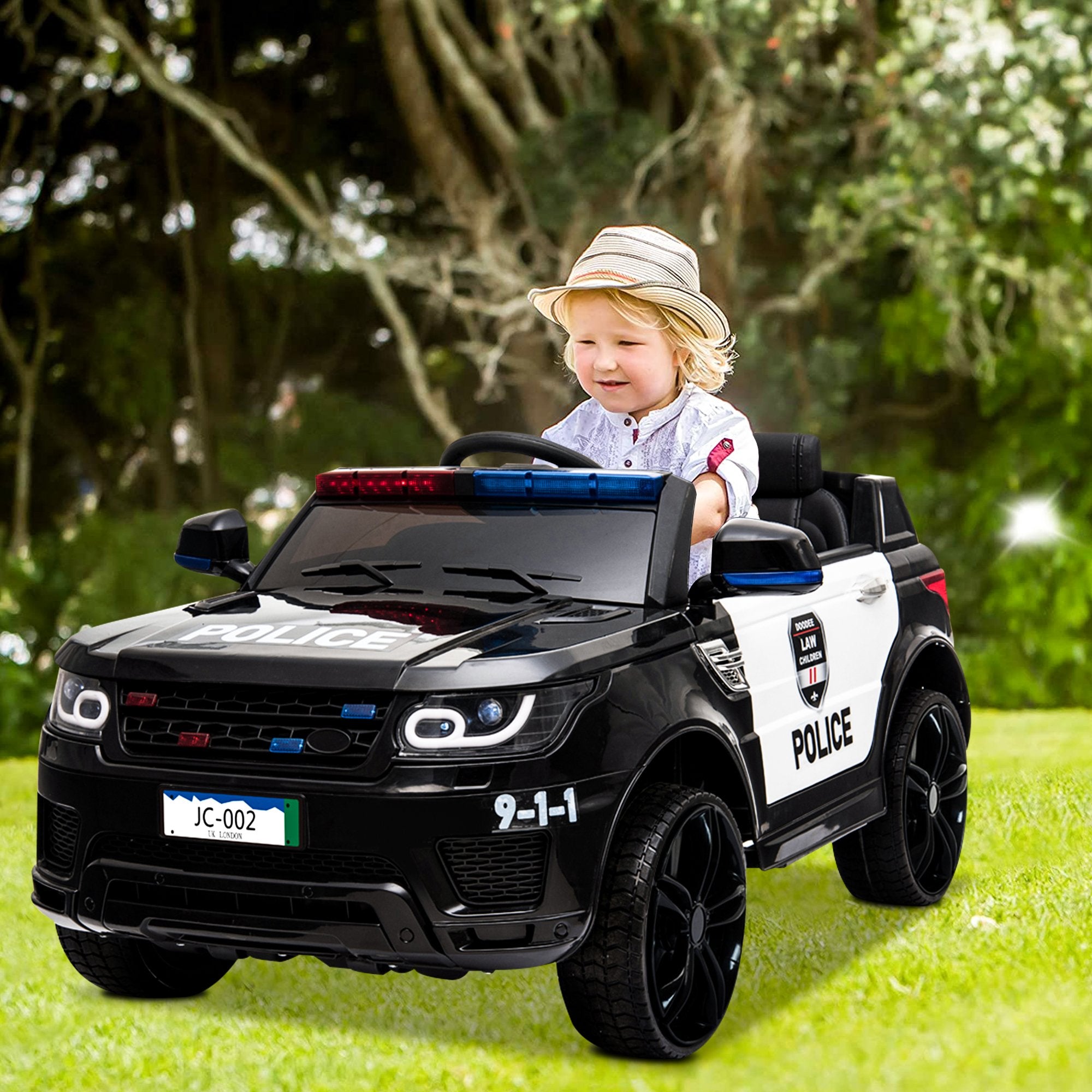 Enyopro™ Kids Police Ride On Car, 12V SUV Battery Operated Electric Cars w/ Parent Remote Control, Spring Suspension, S1755