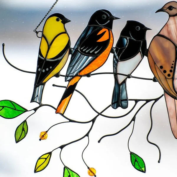 Best Mother's Day - 🐦The Best Gift-Birds Stained  Window  Panel Hangings🎁