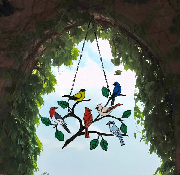 Best Mother's Day - 🐦The Best Gift-Birds Stained  Window  Panel Hangings🎁