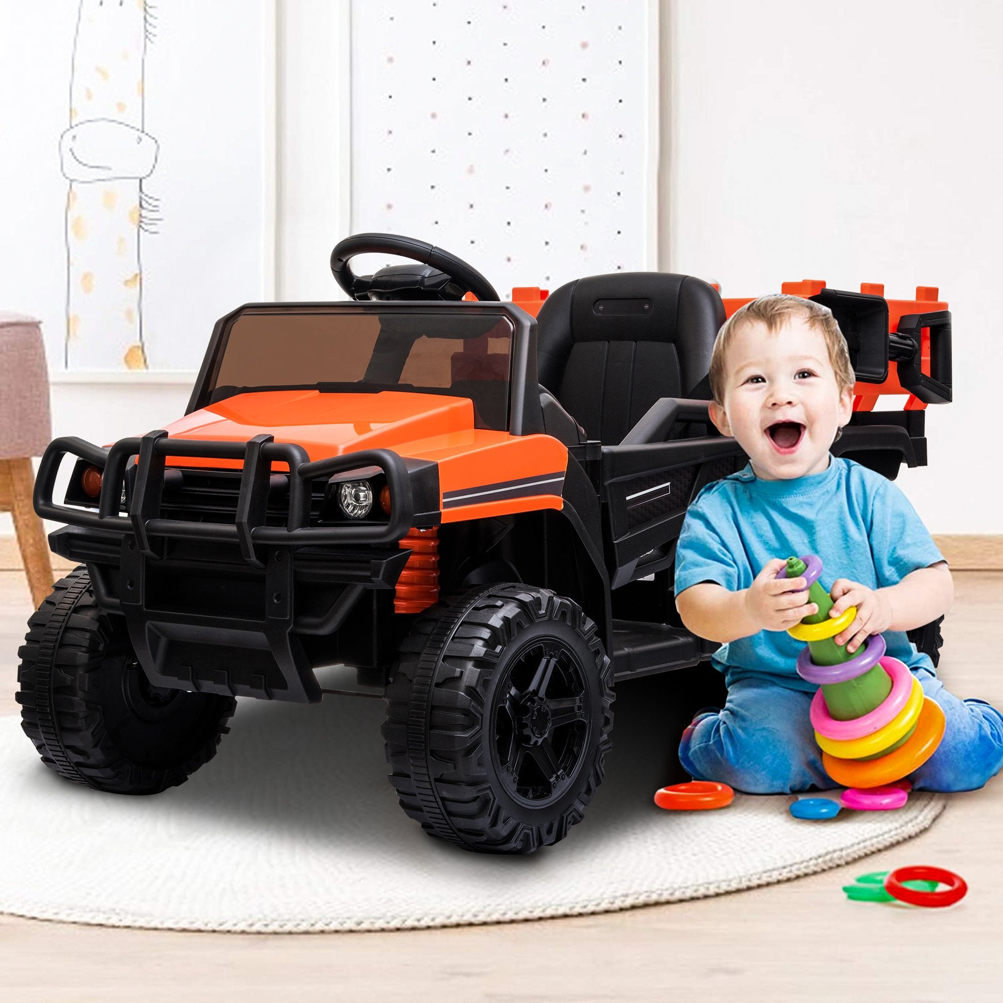 Enyopro™ 12v Kids Ride On Orange Truck Kids Cars