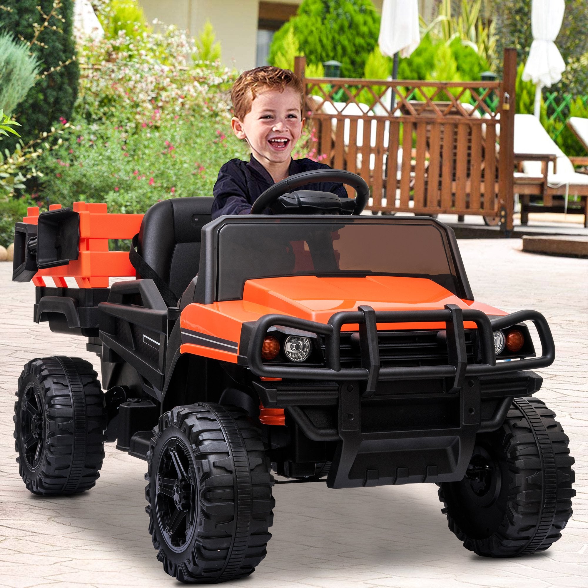 Enyopro™ 12v Kids Ride On Orange Truck Kids Cars