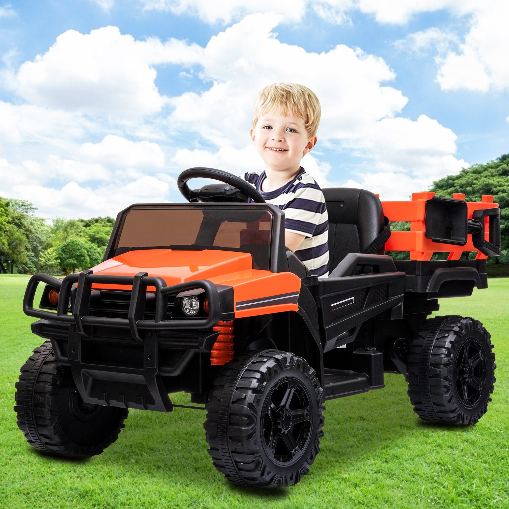 Enyopro™ 12v Kids Ride On Orange Truck Kids Cars