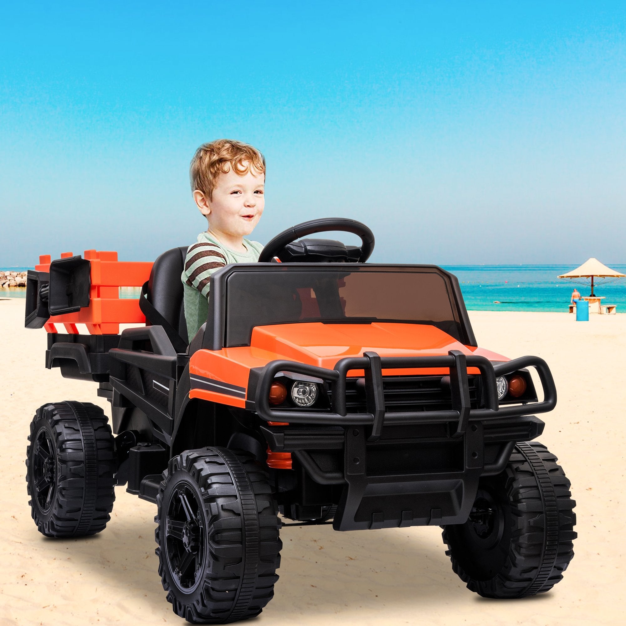 Enyopro™ 12v Kids Ride On Orange Truck Kids Cars
