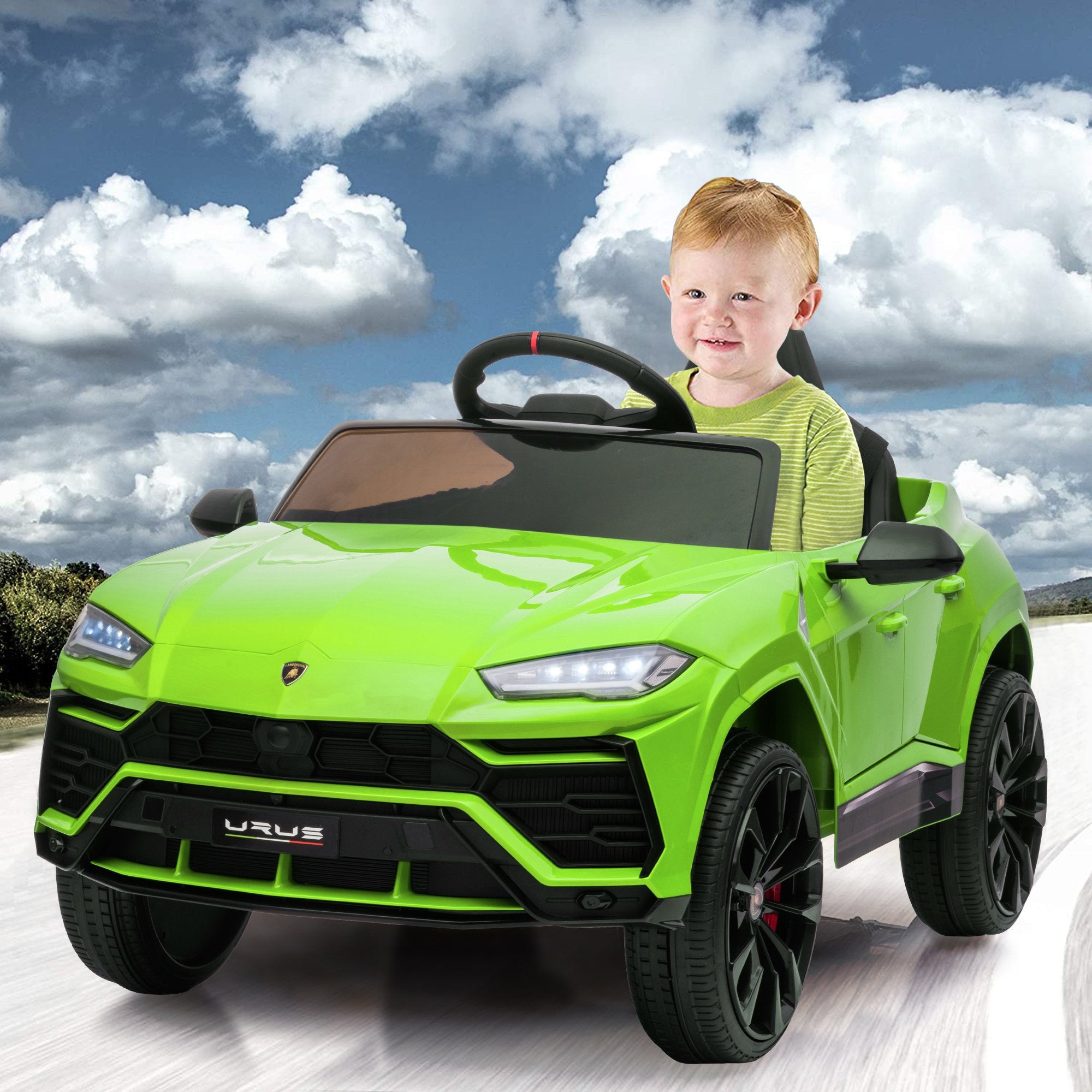 Enyopro™ Kids Green Lamborghini Ride On Toys Car With Remote