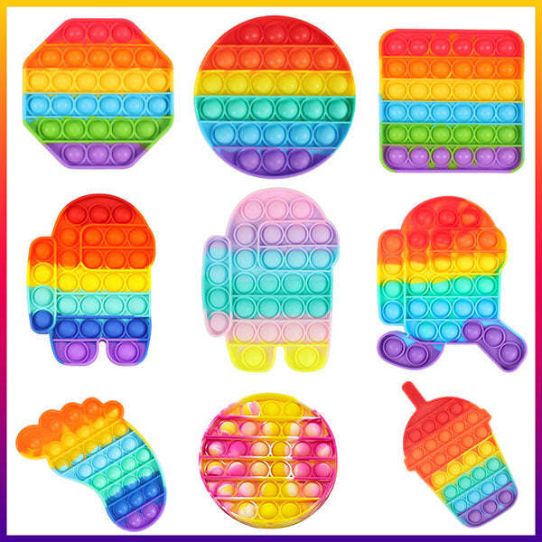 Rainbow Pop Silicone Fidget Toys Decompression Toys