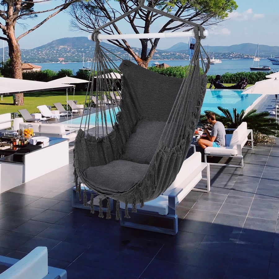 SEIZEEN Macrame Hammock Chair Swing