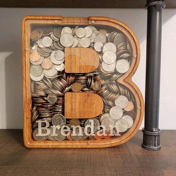 Christmas Sales Personalized Wood Gift Piggy Bank For Kids