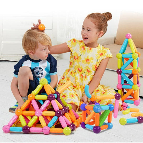 KIDS MAGNETIC BALLS & RODS EDUCATIONAL MAGNET BUILDING BLOCKS