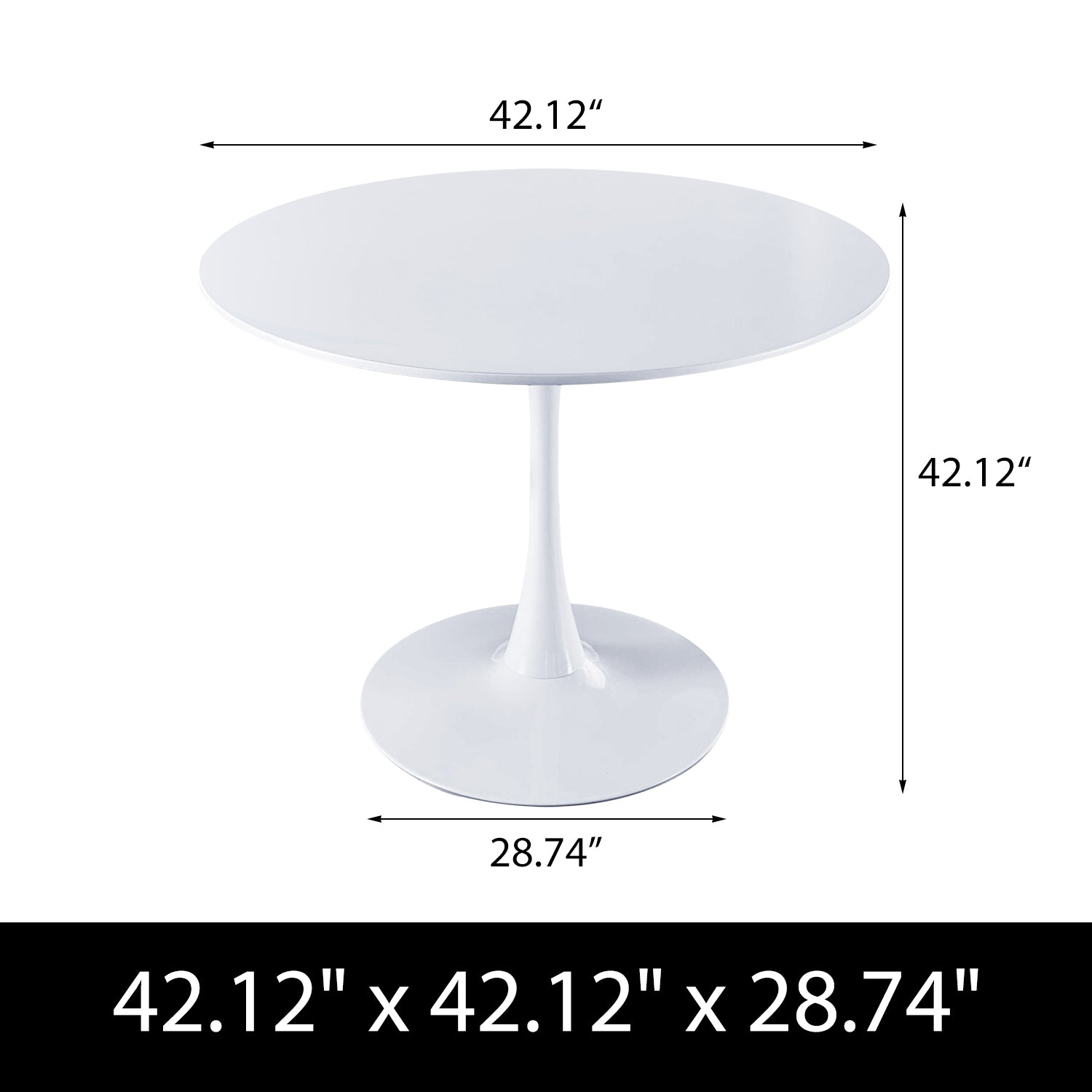 ENYOPRO 42.2" Round Tulip Table in White, Mid-Century Modern Dining Table with Round Top and Pedestal Base, Conference Pedestal Desk, Leisure Coffee Table, Seat for 4-6, Max Loading 220lbs, K2047