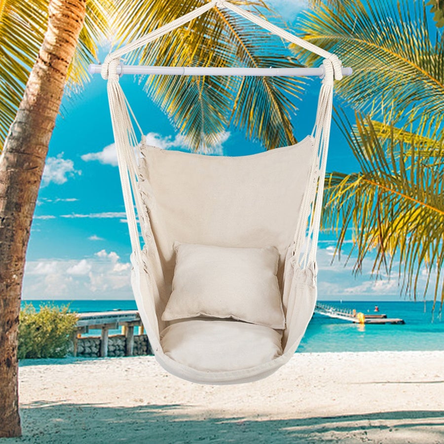 SEIZEEN Macrame Hammock Chair Swing
