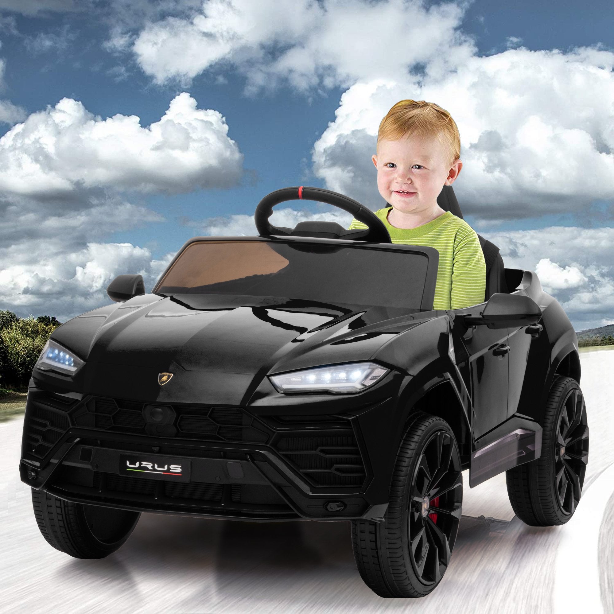 Enyopro™ Kids Black Lamborghini Ride On Toys Car With Remote