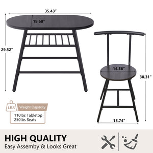 3 Piece Bar Dining Table Sets, Small Kitchen Table Set for 2, Dining Set Studio Collection with Two Chirs Home Kitchen Breakfast Table