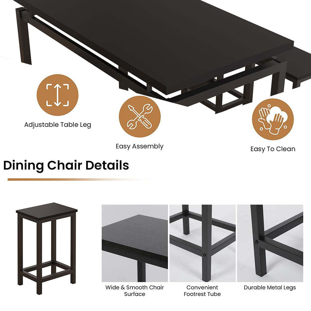 Counter Height Table Set of 5, Breakfast Bar Table and Stool Set, Minimalist Dining Table with Backless Stools, Wood Top Pub Table & Chair Set for Kitchen Apartment Bistro - Space Saving
