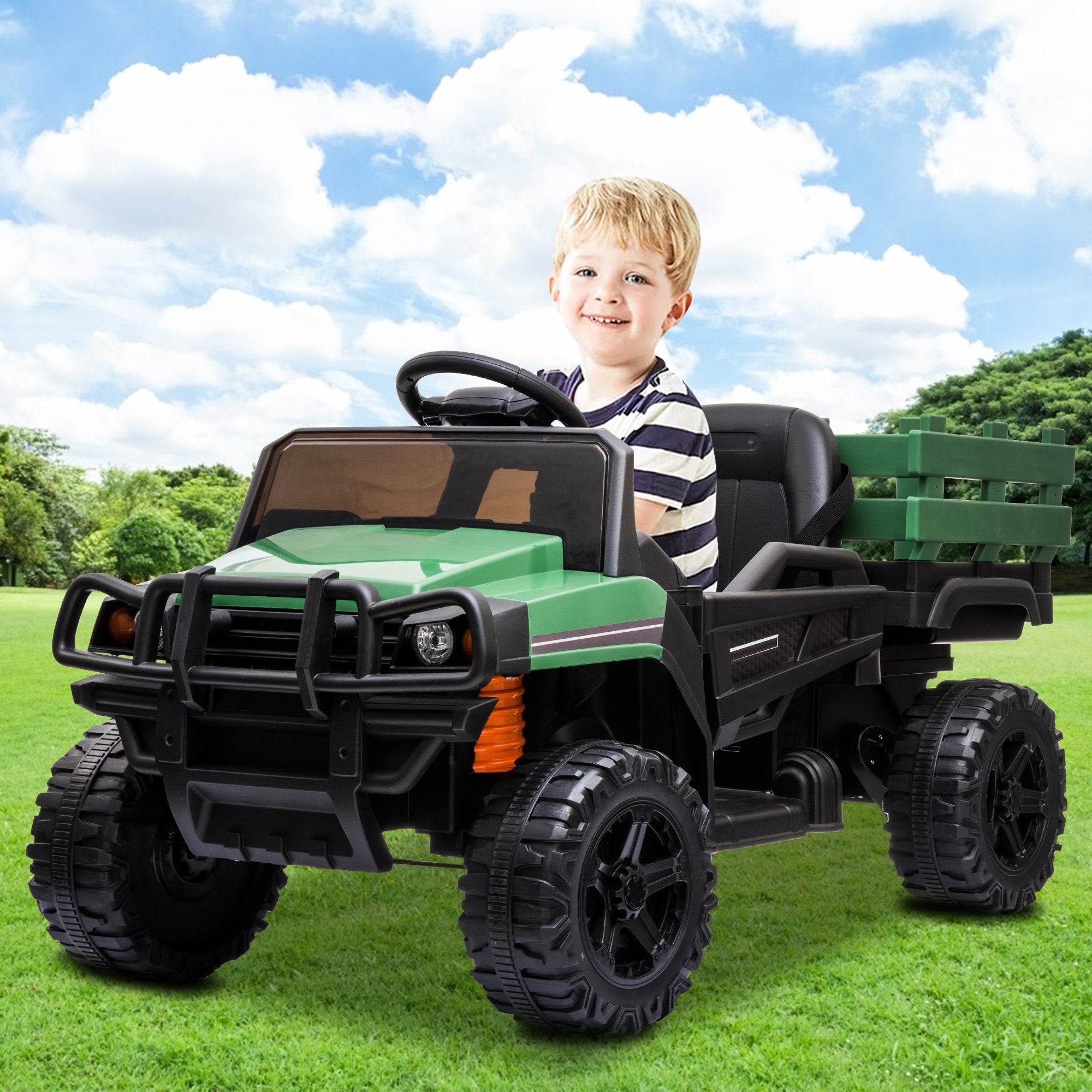 Enyopro™ 12v Kids Ride On Green Truck Kids Cars