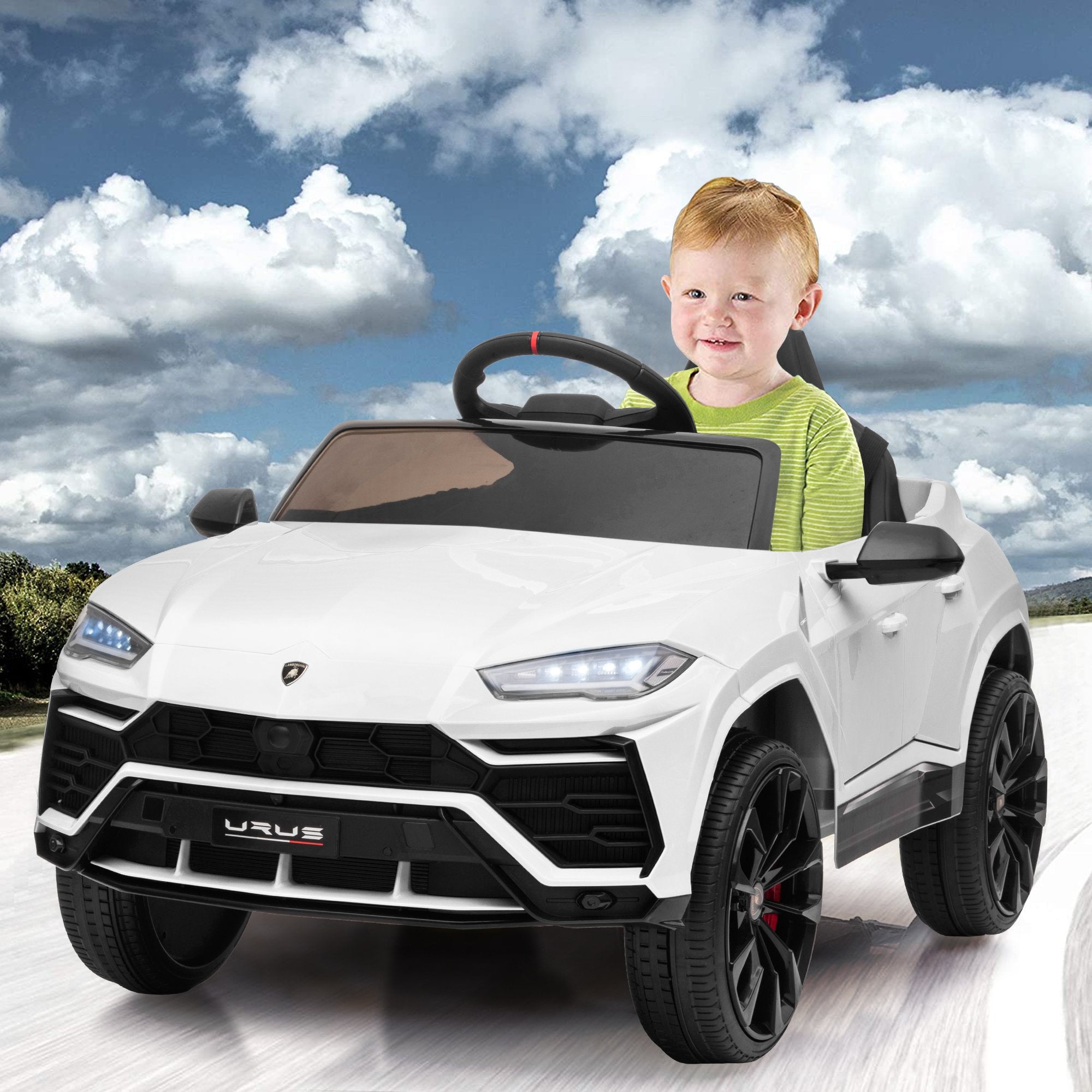 Enyopro™ Kids White Lamborghini Ride On Toys Car With Remote