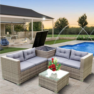 4 Pieces Rattan Wicker Patio Furniture