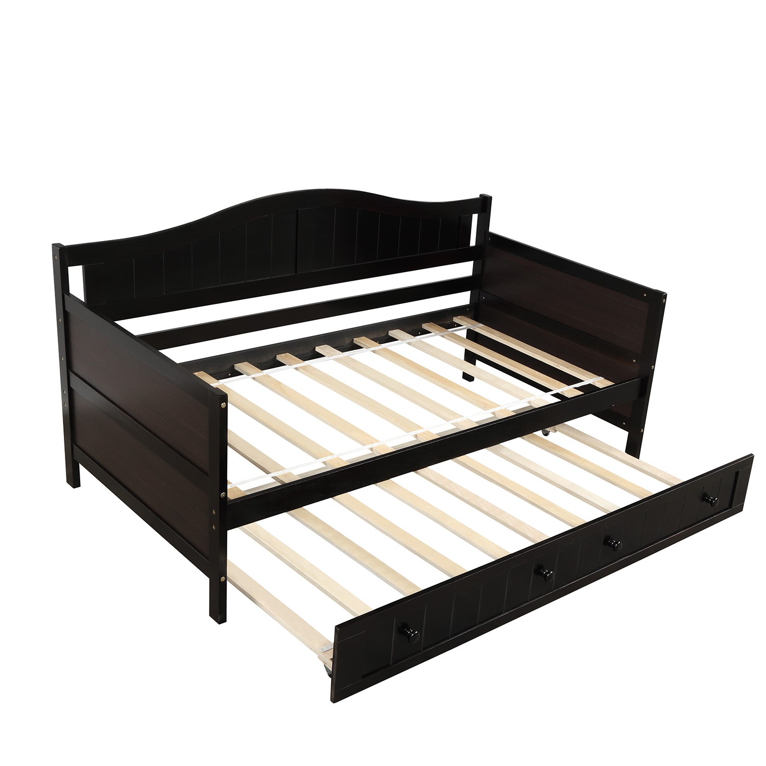 Wooden Daybed with Trundle, For Kids Room/Living Room/Guest Room, Easy Assembly - Mattresses No Included, B2024