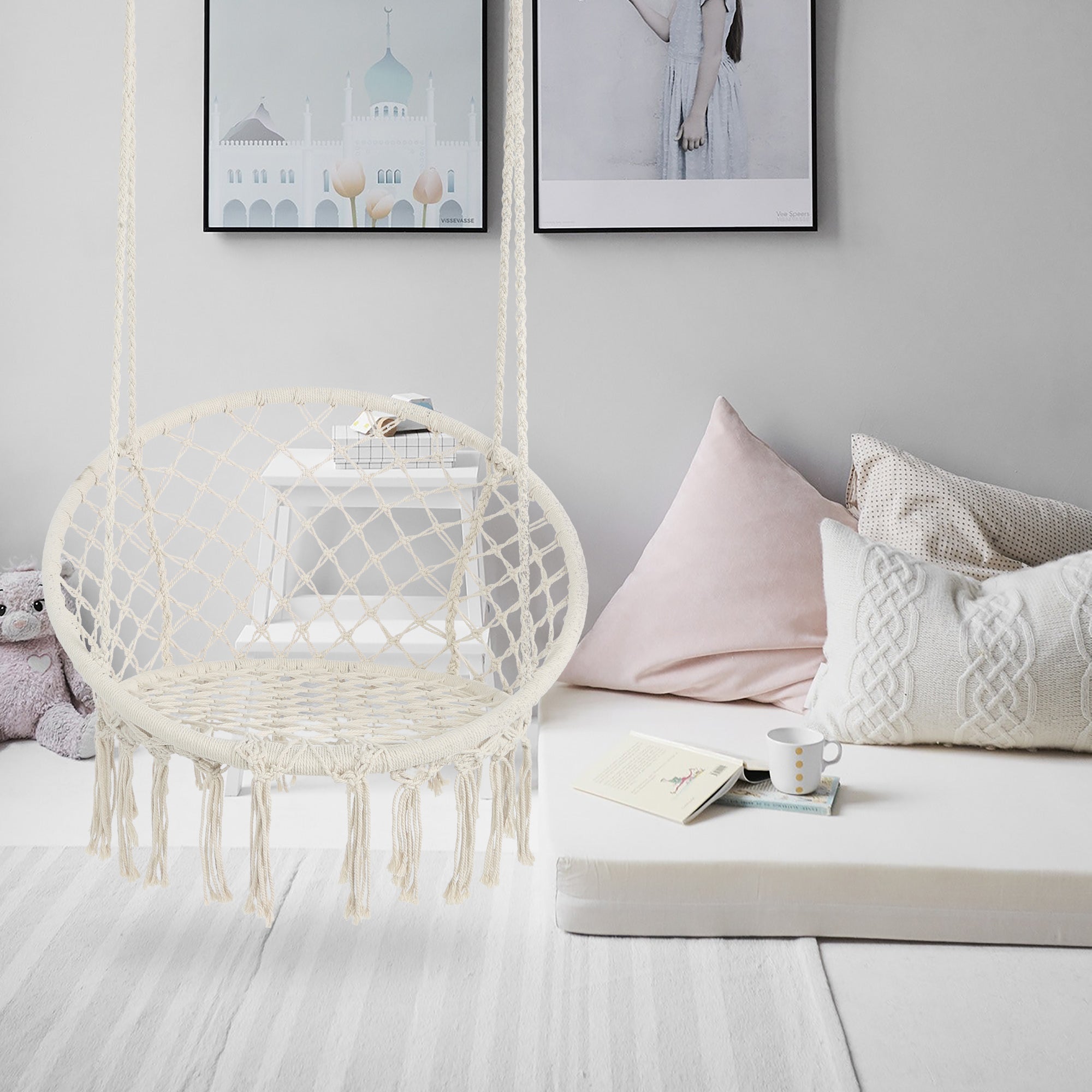 Hammock Chair Macrame Swing for Indoor and Outdoor Max 330 Lbs