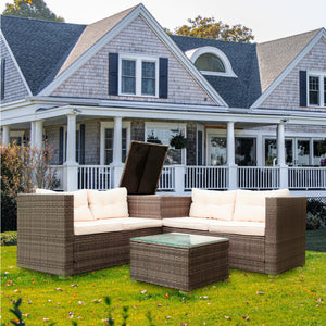 4 Pieces Rattan Wicker Patio Furniture