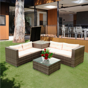 4 Pieces Rattan Wicker Patio Furniture