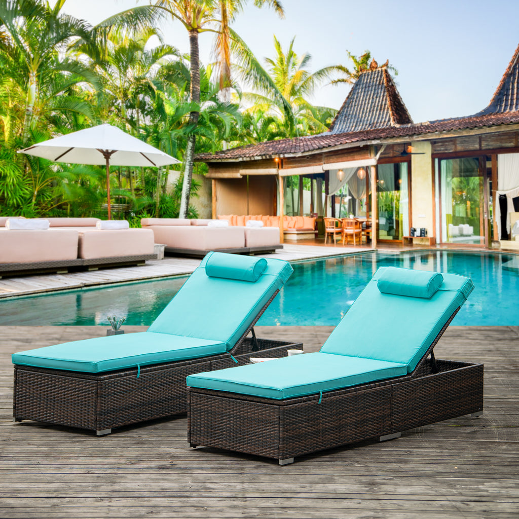 Chaise Lounge Chair, Outdoor Rattan Lounge Chair, Elegant Chaise Lounge, Patio Reclining Chairs Furniture for Poolside, Deck, Backyard