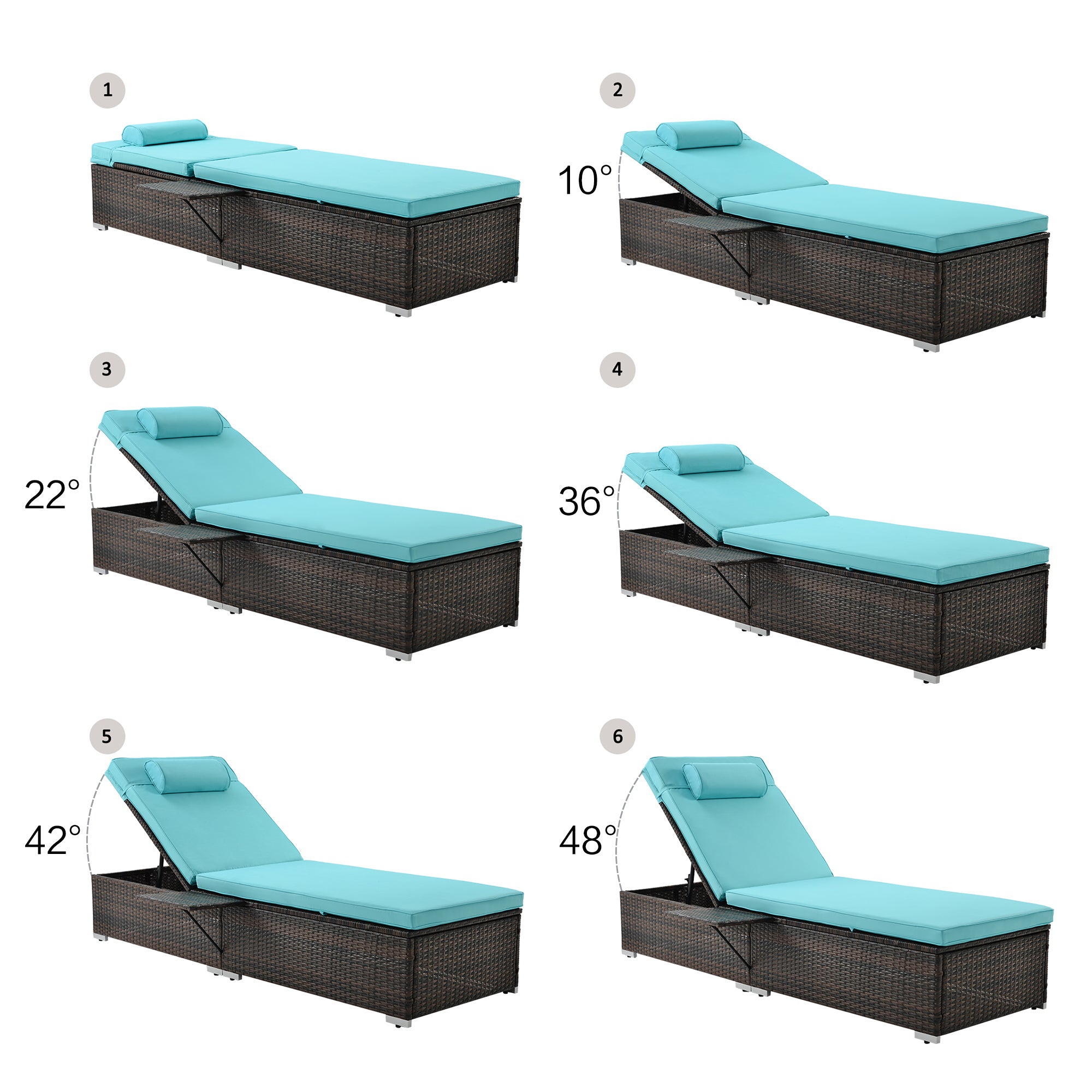 Chaise Lounge Chair, Outdoor Rattan Lounge Chair, Elegant Chaise Lounge, Patio Reclining Chairs Furniture for Poolside, Deck, Backyard