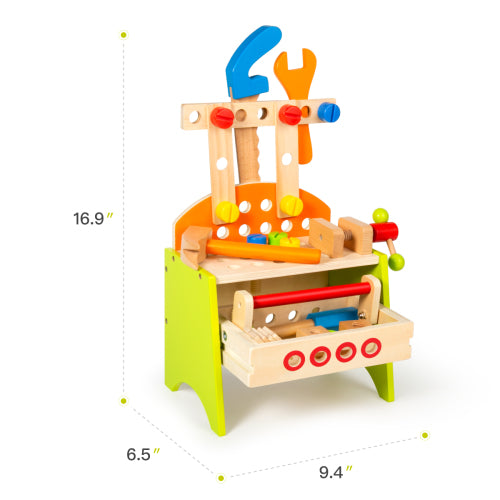 Wooden Play Tool Workbench Set for Kids Toddlers