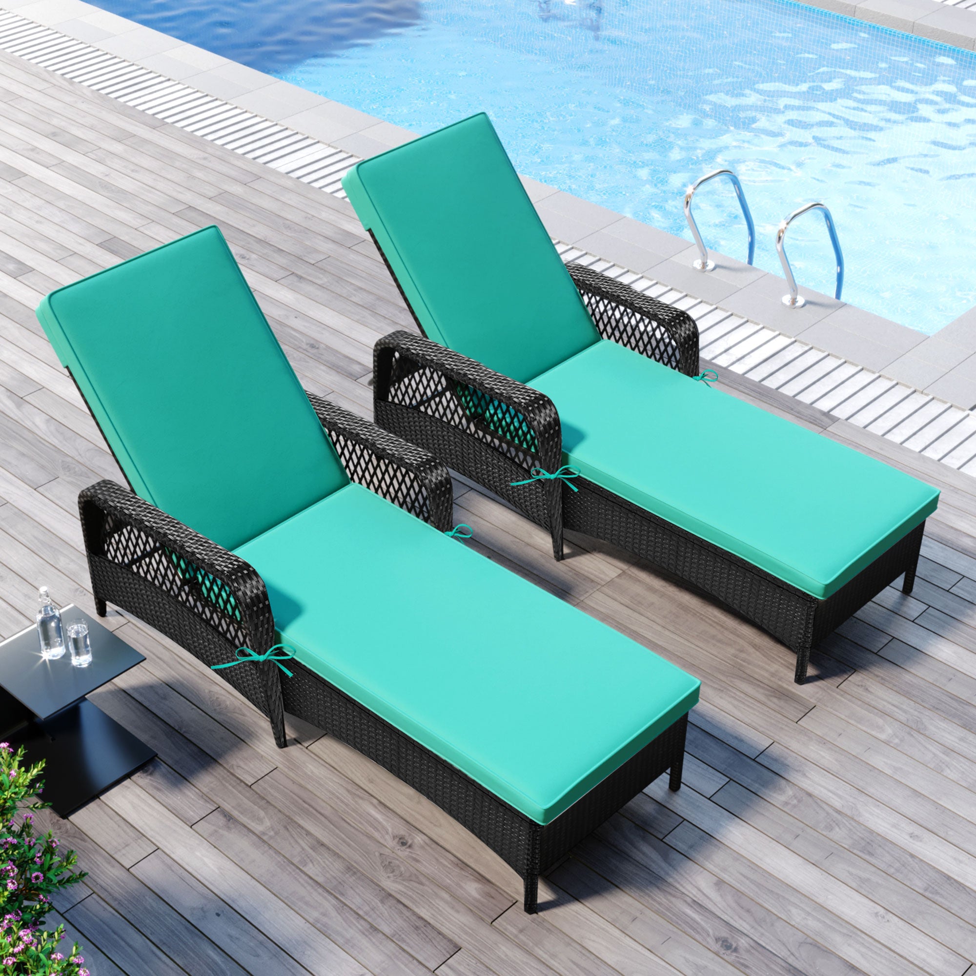 Chaise Lounge Chair, Outdoor Rattan Lounge Chair, Elegant Chaise Lounge, Patio Reclining Chairs Furniture for Poolside, Deck, Backyard