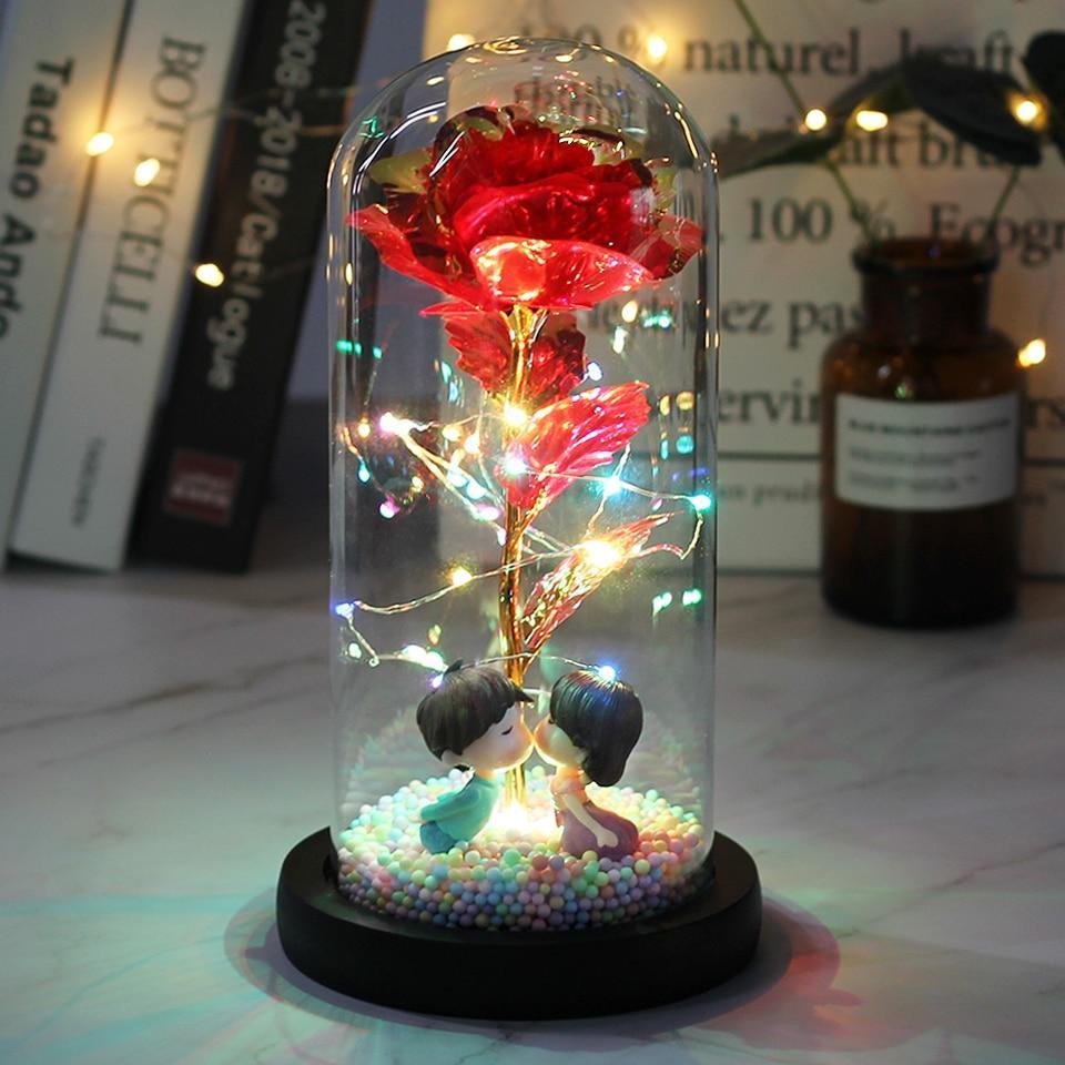 Best Gift - Led glass cover gold leaf rose immortal flower