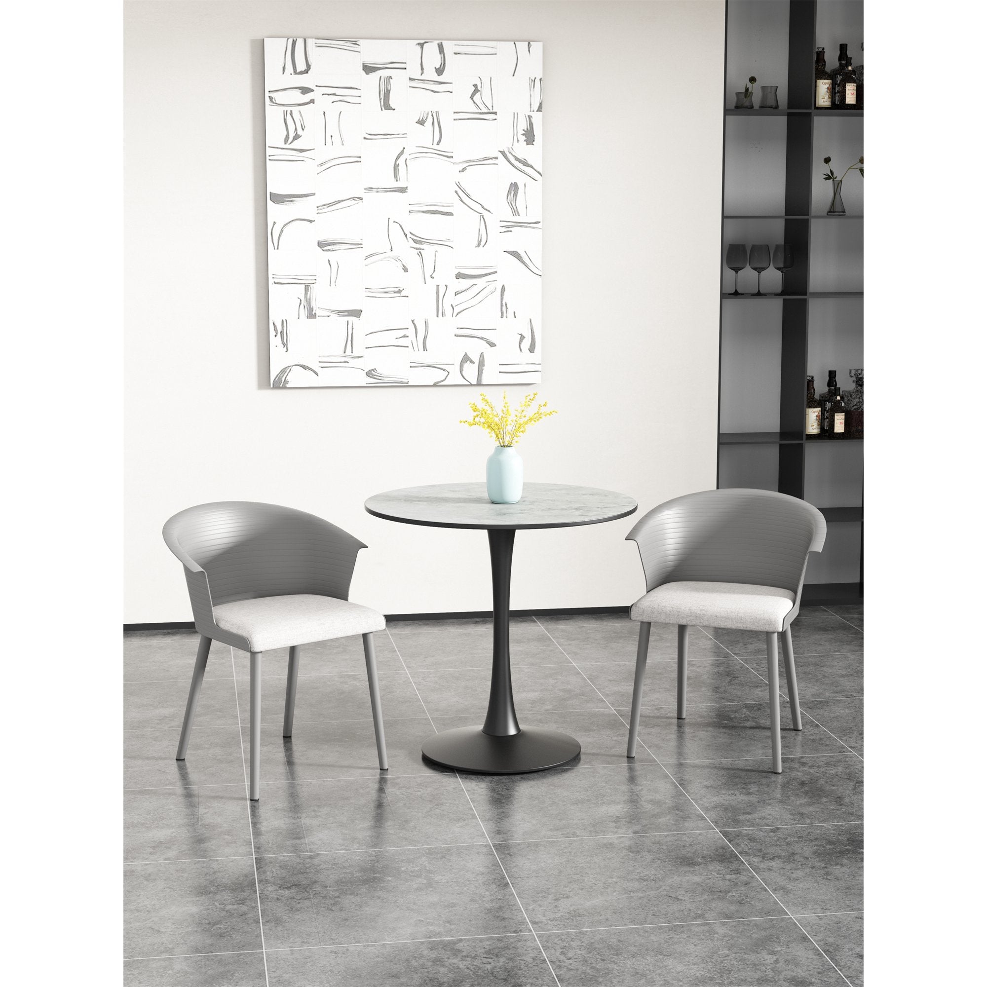 ENYOPRO 42.2" Round Tulip Table in White, Mid-Century Modern Dining Table with Round Top and Pedestal Base, Conference Pedestal Desk, Leisure Coffee Table, Seat for 4-6, Max Loading 220lbs, K2047