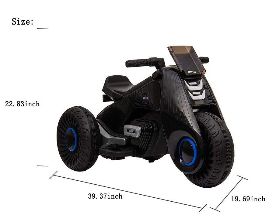 Enyopro™ Black 6V/4.5Ah Power Dirt Bike for Boys and Girls, 3-7 Years Old