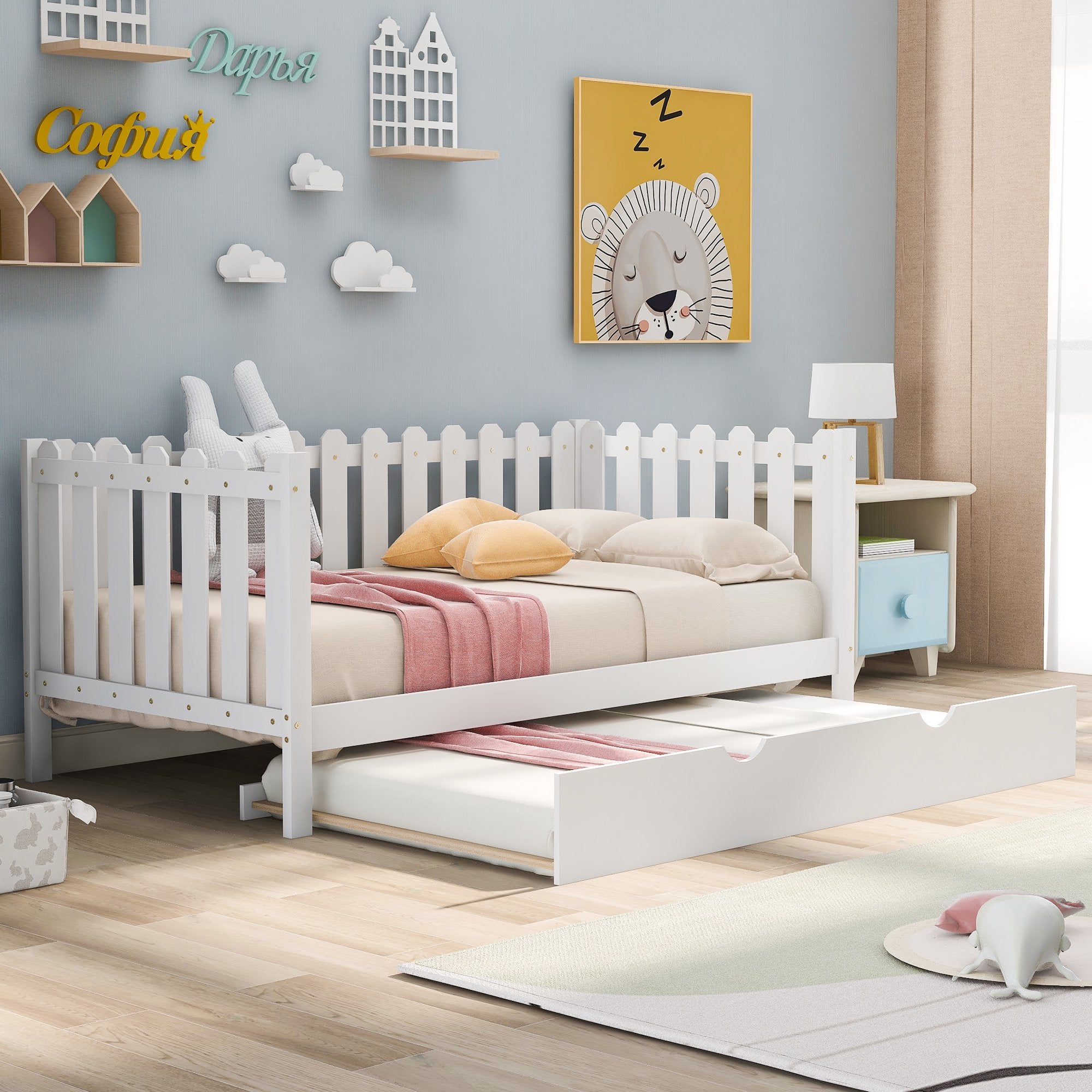 ENYOPRO Twin Daybed with Trundle, Wood Twin Bed Frame, Espresso Daybed and Trundle Set, Twin Size Bed with Premium Pine Wood Support, No Box Spring Needed, Ideal for a Kids Room Guest Room Apartment