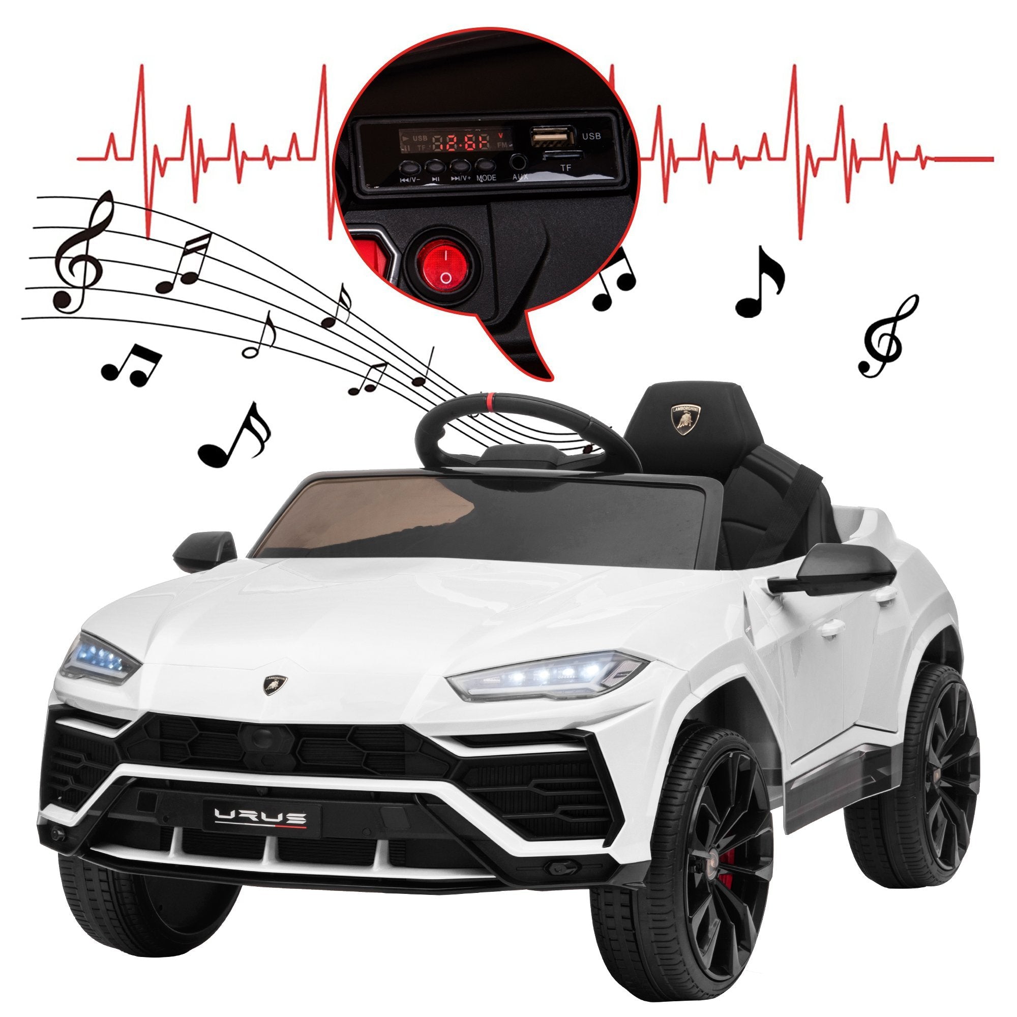 Enyopro™ Kids White Lamborghini Ride On Toys Car With Remote