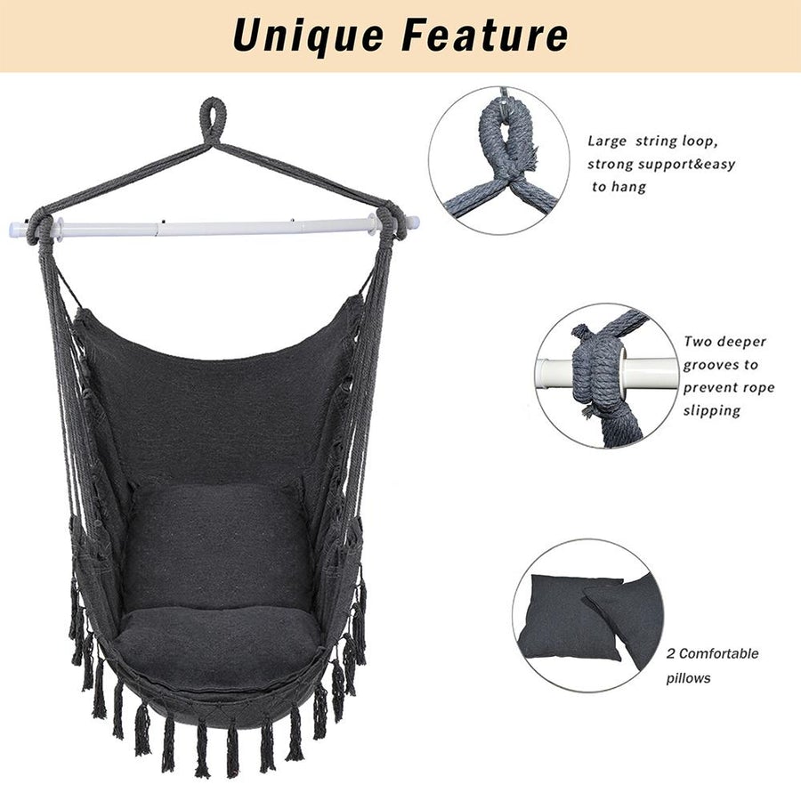 SEIZEEN Macrame Hammock Chair Swing