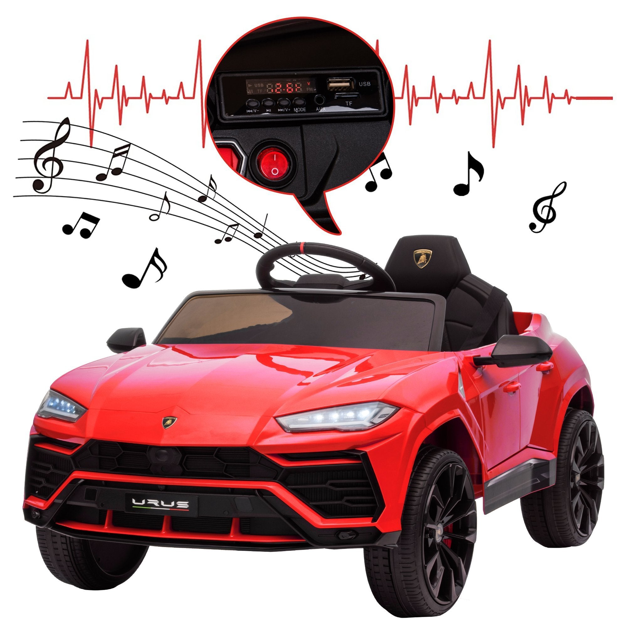 Enyopro™ Kids Red Lamborghini Ride On Toys Car With Remote