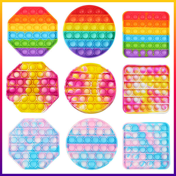 Rainbow Pop Silicone Fidget Toys Decompression Toys